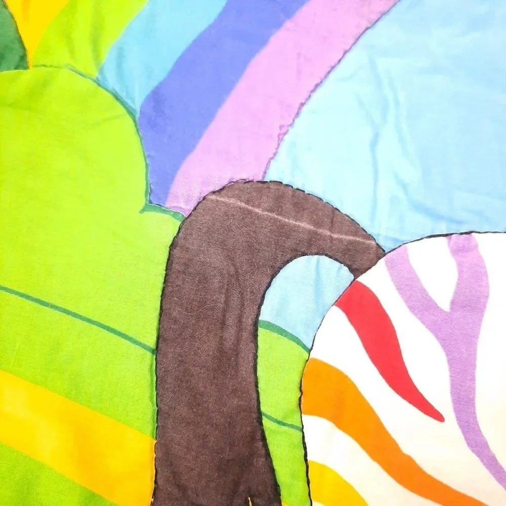 Rainbow Zebra Quilt Baby Blanket comforter toddler kids w pillow bright handmade